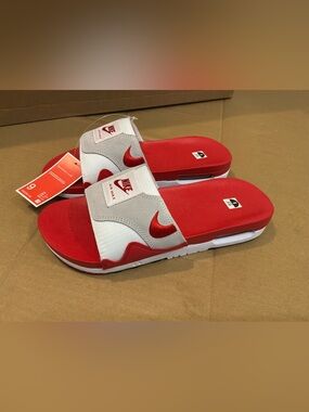 New Nike Air Max 1 Slide White University Red Black DH0295-103 Size 9